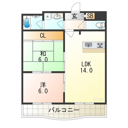 荒本駅 徒歩18分 1階の物件間取画像